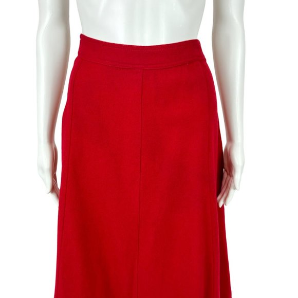 Vintage 70s Wool Skirt Women's Large Dark Red A-Line Flare High Waist - Picture 3 of 8
